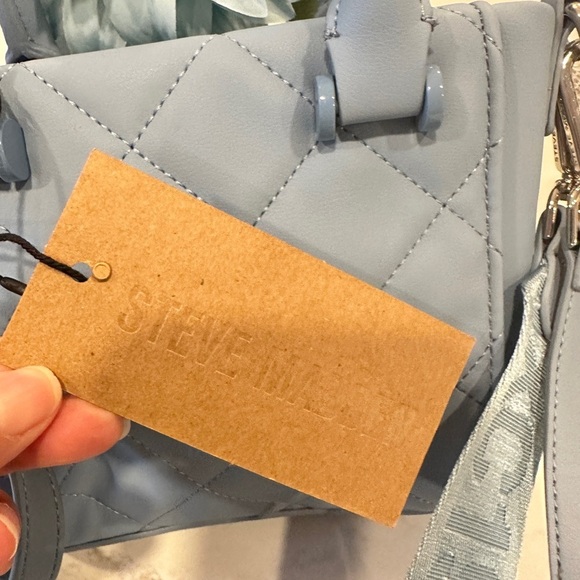 Steve Madden Sky Blue Quilted Satchel NEW - Picture 11 of 14